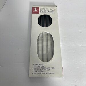 Roscho Set Of 6 Stainless Steel Fondue Forks Stay Cool Handles NEW